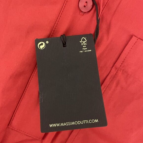 Massimo Dutti Womens Polo Shirt XS Red Relaxed Loose Fit 3/4 Sleeve 5195/557 NWT - Picture 7 of 15